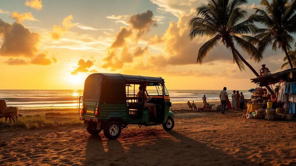 Tuk-tuk at sunset beach